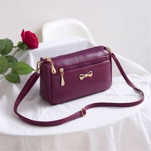 Lady Women Bowknot PU Leather Shoulder Bag Handbags Crossbody Bags