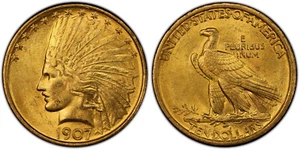 1907 PCGS MS64+ No Motto $10 Ten Dollar Gold Indian Head Eagle - Picture 1 of 3