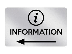 P070 INFORMATION Arrow Left Customer Shop Business Plastic PVC Plaque Sign Card - Picture 1 of 3