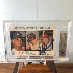 1973 TOPPS MIKE SCHMIDT/ RON CEY SIGNED BASEBALL ROOKIE RC AUTO #615 BAS BGS - Picture 1 of 5