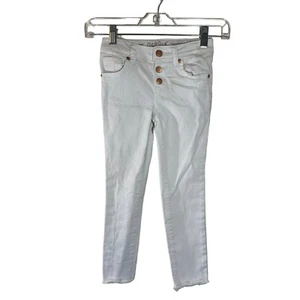Cat & Jack Girls White Skinny Jeans Size 6 Super Stretch Frayed Light Wash Kids - Picture 1 of 6