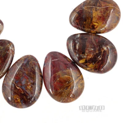 6 Pietersite Flat Teardrop / Pear Pendant Beads 18mm x 25mm #22226 - Image 1 of 3