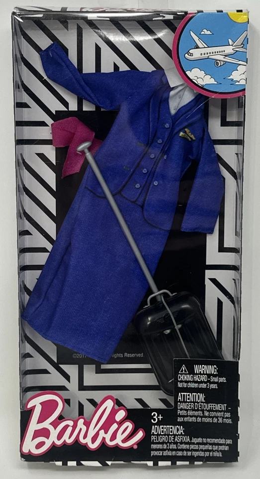 2017 Mattel Barbie Careers Flight Attendant Fashion Outfit Uniform Luggage