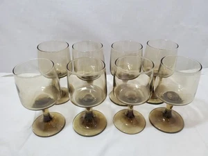 Libbey Tawny Accent Wine Glasses Set Vintage Smoke Brown Stemware 6 oz  F - Picture 1 of 3