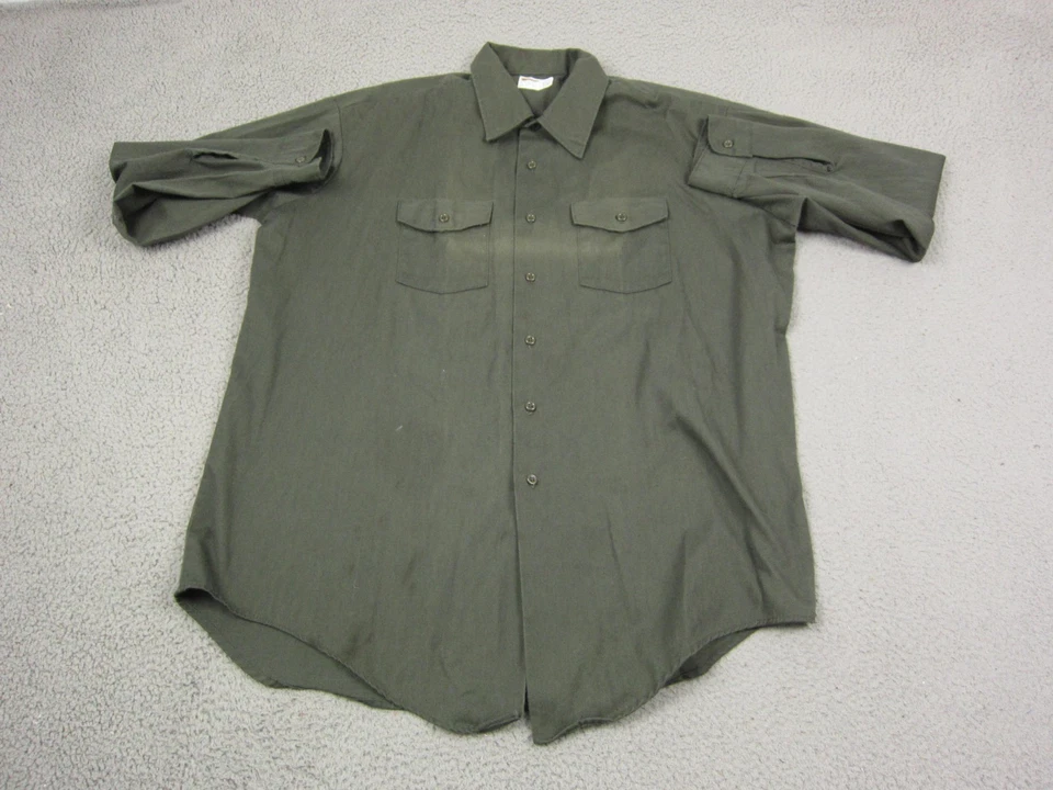 Vintage Key Imperial Shirt Mens 18.5 Green Canvas Work Leisure 70s Made in USA - Image 1 of 4
