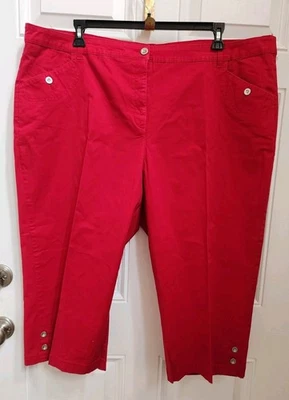 KAREN SCOTT Red Flat Front Cotton Capri Pants w/ Pockets Sz 24W  - Image 1 of 4