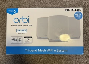 Netgear Orbi Tri-Band Mesh Wifi 6 System AX5400 RBK763S 3-pak 7500 stóp kwadratowych - Zdjęcie 1 z 5