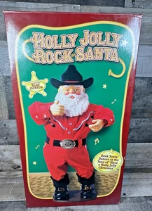 1999 Holly Jolly Rock Santa Animated Dancing Cowboy Alan Jackson Edition NIB - Picture 1 of 13