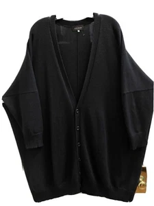 Eskandar O/S 1x 2x 3x Black Merino Wool V Neck Long Cardigan Sweater $2450 - Picture 1 of 6
