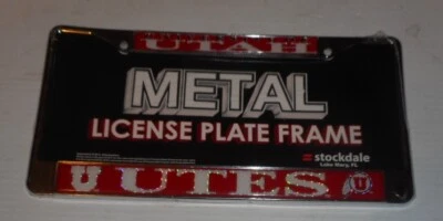 University Of Utah NCAA Chrome Metal License Plate Frame. Crimson Club 12" Wide - Image 1 of 2