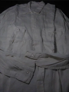 CAMISA DE VESTIR CASUAL/DE ALTA CALIDAD 100% LINO MARFIL PARA HOMBRE "SIN MARCA" HECHA EN ITALIA - Imagen 1 de 9