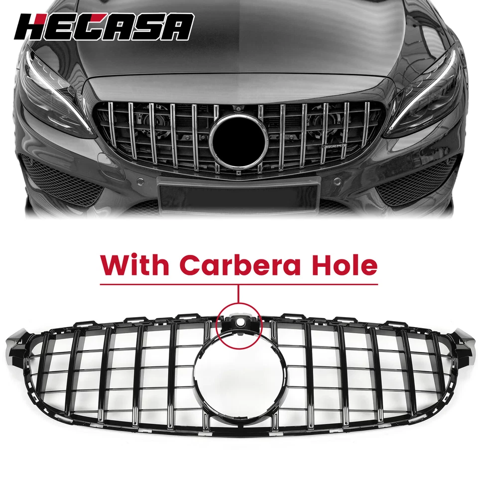 GT R Black Grille W/CAMERA Hole For 2015-2018 Mercedes-Benz W205 C63 C63S AMG S Foto 1 de 4