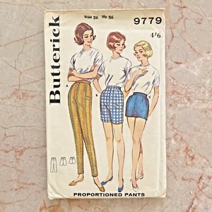 Butterick 9979, 60s Pants/Shorts, Sz W26/H36, Vintage Sewing Pattern, COMPLETE - Picture 1 of 2