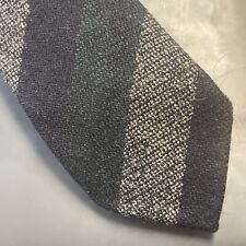 Drake’s Dark Green Blue Gray Stripe Striped  Wool Tie