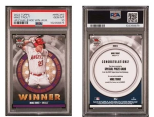 2022 TOPPS /208 HR CHALLENGE WINNERS #HRCW3 MIKE TROUT PSA 10 August Pop 7 - Picture 1 of 1
