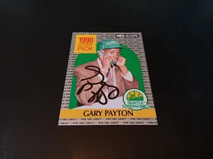 Gary Payton Autographed 1990 Hoops Basketball HOF Rookie Card #391 NBA AUTO - Picture 1 of 2