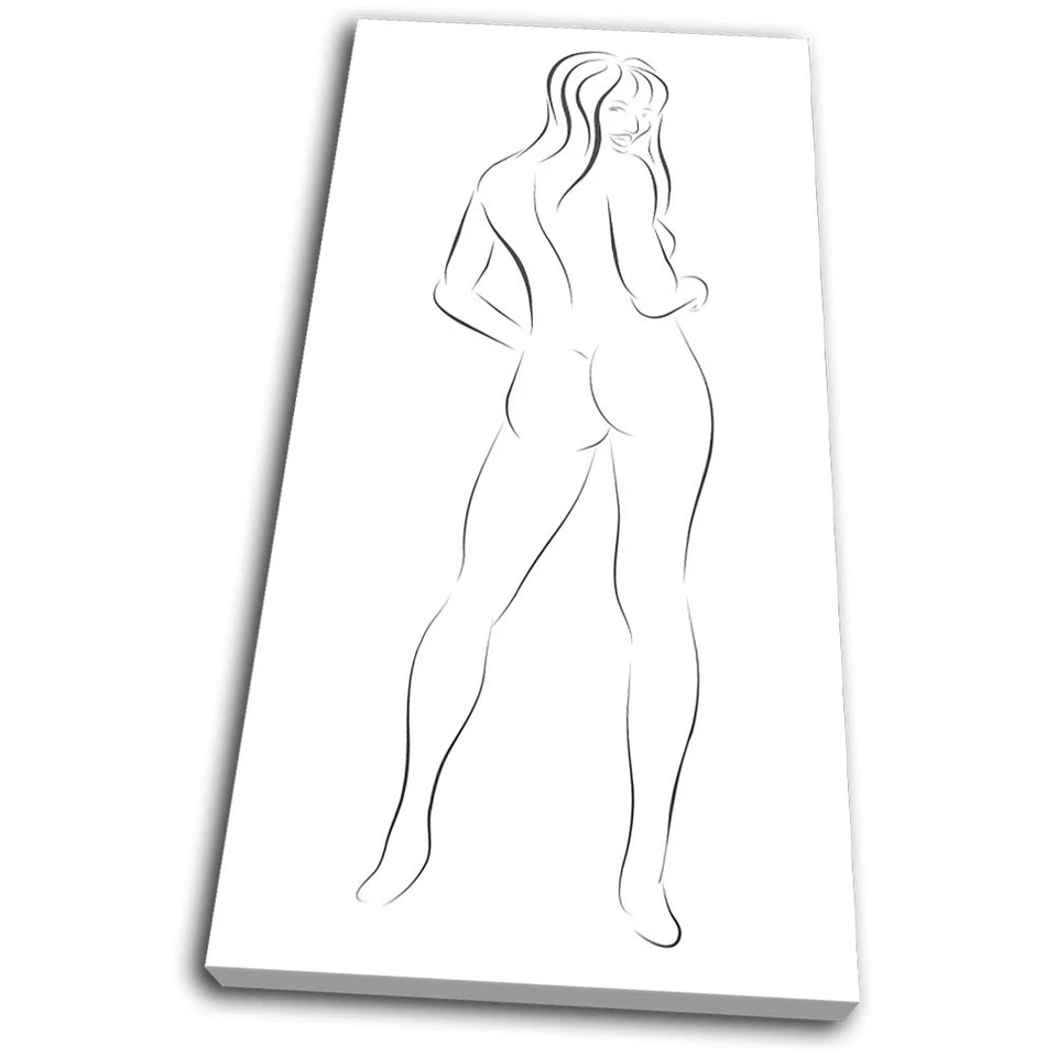 Erotic Sexy Girl   Line Art SINGLE CANVAS WALL ART Picture Print VA - Image 1 of 1