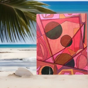 AUFGELISTETER KÜNSTLER Vintage Gemälde ABSTRAKT Modernist Dr. Benjamin Gross 20" x 24" - Bild 1 von 9