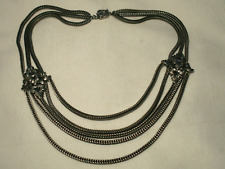 Vintage / Antik Silberfarben Blumenmuster Verkleidung Multi-Chains Halskette