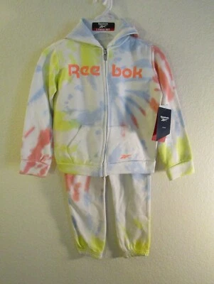 NUEVO CON ETIQUETAS Reebok Niñas Sudadera con Capucha y Pantalones deportivos Conjunto de 2 Piezas Swiral Jogger 6 Neón Melón  Foto 1 de 2