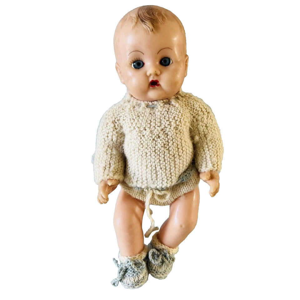 Poupon ancien 50s Prince Charming poupée bébé caoutchouc pouet Made in France - Photo 1/4