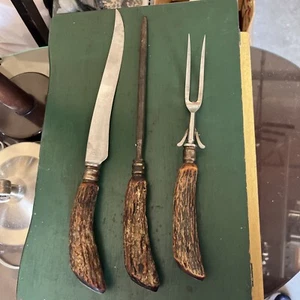 Vintage Wreck New York Stag Horn Stainless Steel Carving Set - Picture 1 of 13