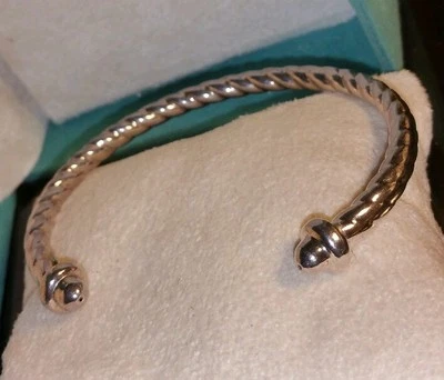 QVC designer SU Puffy twist Style swirl Sterling silver cuff bangle bracelet - Image 1 of 4