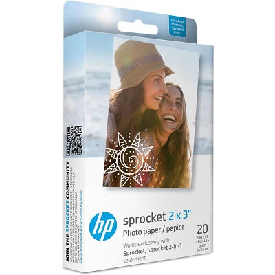HP Sprocket Zink Photo Paper 2x3" for HP Sprocket Photo Printers, 20 Sheets - Image 1 of 4