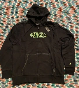 Sudadera con Capucha Kangol Workwear Bordada Cremallera Completa Negra Talla XL Hip Hop Estilo Retro - Imagen 1 de 23