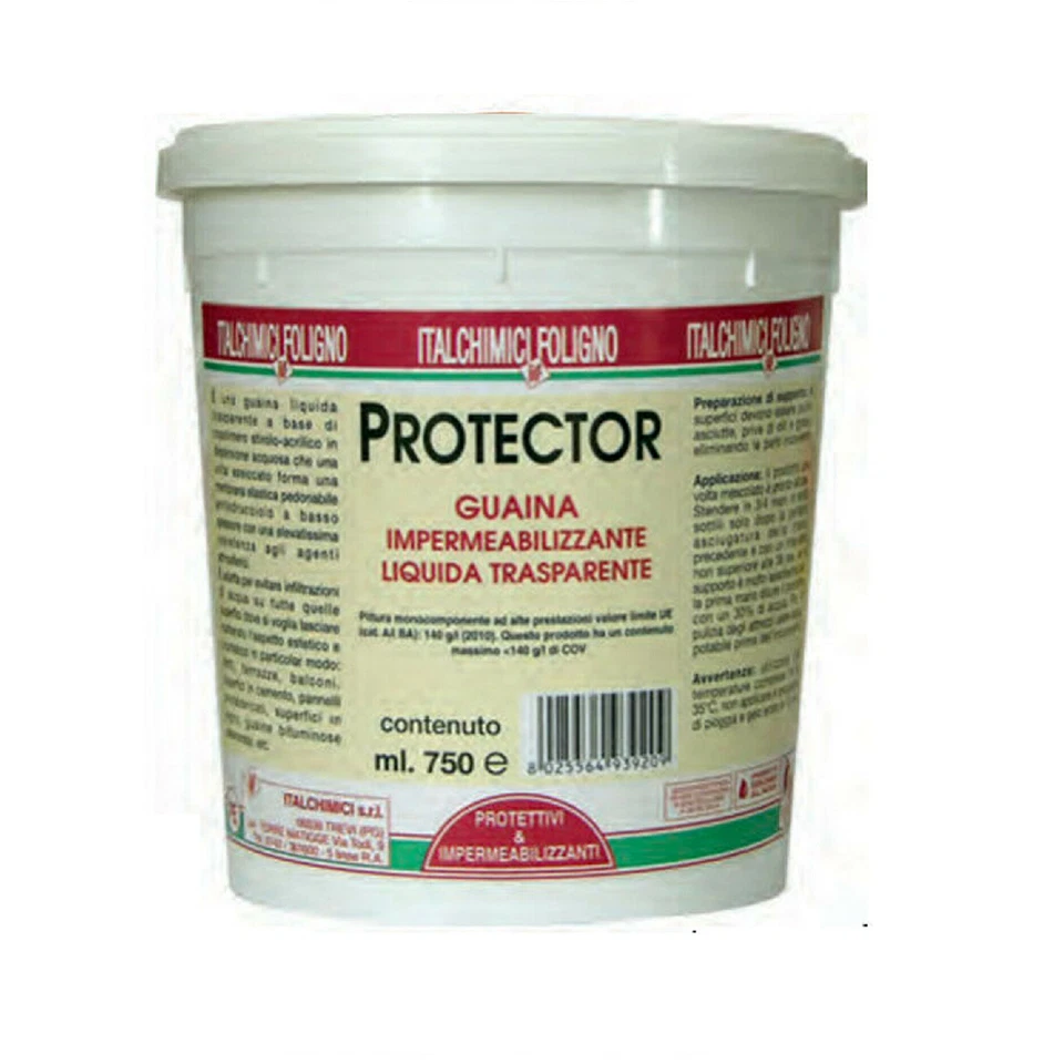 GUAINA LIQUIDA PROTECTOR IMPERMEABILIZZANTE TRASPARENTE 750 ML ITALCHIMICI - Immagine 1 di 1