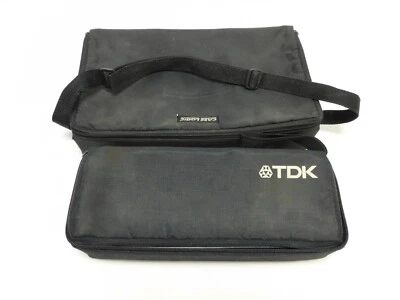 VINTAGE TDK 15 CASE + LOGIC 30 CASSETTE TAPE CARRYING CASE BLACK STORAGE HOLDER  - Image 1 of 4