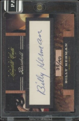2011 SP LEGENDARY CUTS BILLY HERMAN 14 MINT HOF AUTOGRAPH 38/49 CHICAGO CUBS - Image 1 of 2