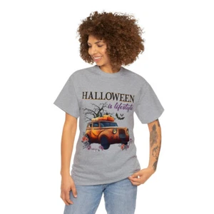 Halloween retro car t shirt for men and women Unisex Heavy Cotton Tee - Picture 1 of 61