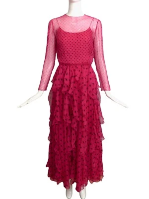 BILL BLASS - 1980 Vestido Rosa Lunares, Talla 2 Foto 1 de 4