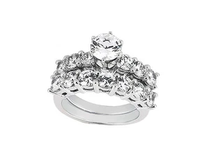 Genuine 2.50Ct Round Cut Diamond Engagement Ring Set Solid 14k Gold GH SI1 - Picture 1 of 12