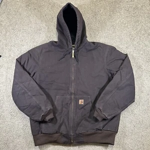 Giacca attiva foderata coperta con cappuccio Carhartt marrone J130 DBK vintage taglia XL alta - Foto 1 di 9