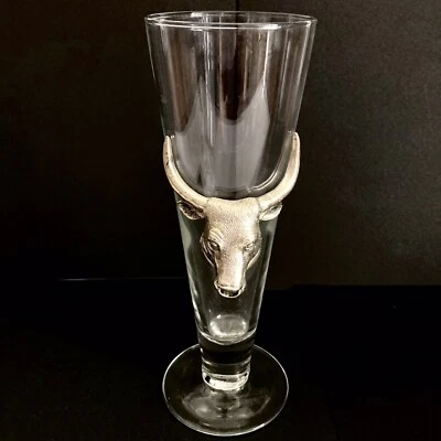 Arthur Court Pilsner Vidrio Toro Cabeza Longhorn Años 90’s Taurus Texas Barware Foto 1 de 4