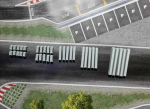 Streckenbegrenzung Leitplanken Set 35Stk. 1:43 Silbergrau für Dr!ft Siku - Bild 1 von 5