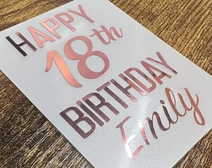 Personalised HAPPY BIRTHDAY Vinyl Sticker Decal Wine Glass Gift Box Balloon #13 - Picture 1 of 2