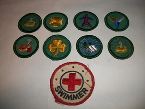 GIRL SCOUT lot of 8 MERIT BADGE PATCHES and Swimmer patch - Picture 1 of 6