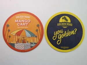 Beer Pub Coaster ~ GOLDEN ROAD Brewing Co Mango Cart Wheat Ale ~ Los Angeles, CA - Picture 1 of 3
