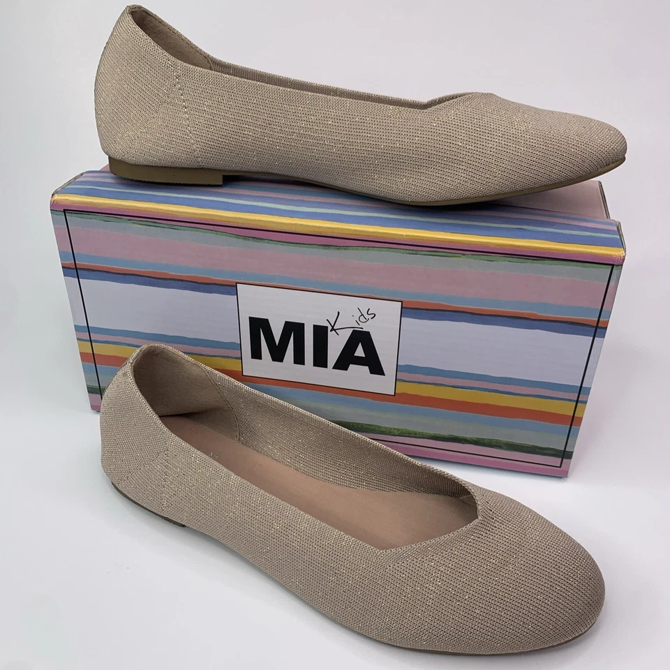 Mia Big Kids Kandi Ballet Talla 5 QIK065 Niñas Jóvenes Oro Rosa Tejido Elástico Plano Foto 1 de 4