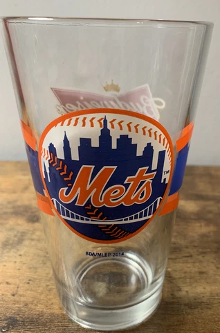 New York NY Mets 16 Oz Pint Glass Budweiser Cover
