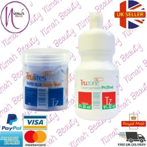 SETS OF TRUZONE CREAM PEROXIDE 9% (30 VOL) 1000ML & RAPID BLUE HAIR BLEACH 500GM - Picture 1 of 7