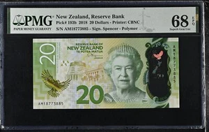 New Zealand 20 Dollars 2018 Polymer P 193 b QEII Superb Gem UNC PMG 68 EPQ - Picture 1 of 3