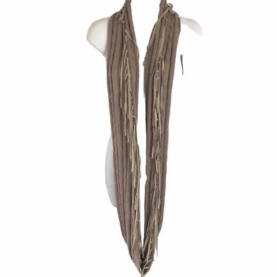 Chan Luu Womens Infinity Scarf with Fringe Light Brown NWT MSRP $158 - Image 1 of 4