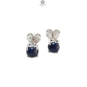 2.00gms Natural Blue Sapphire 925 Sliver Prong Set Push Back Stud Earring 0.75" - Picture 1 of 7