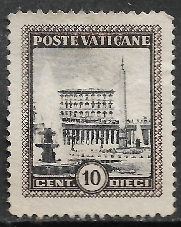 Vatican Stamp - Scott #20- 10c Dark Brown & Black Mint/LH -1933 - Image 1 of 1