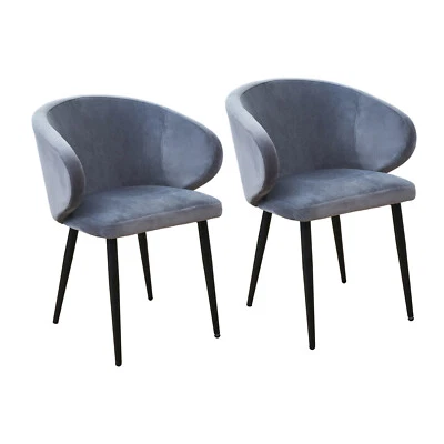 SVITA AUDREY 2er Set Esszimmerstühle Küchen-Sessel mit Armlehne Samt Dunkelgrau - Bild 1 von 4