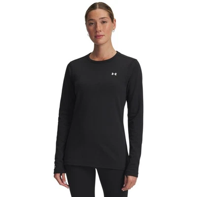 Under Armour 6004065 Womens UA ColdGear Base 3.0 Top Baselayer Crew Shirt, Black - Image 1 of 2